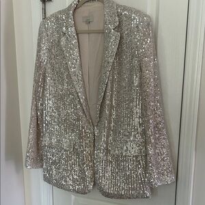 LOFT Women's Glittering Silver Blazer